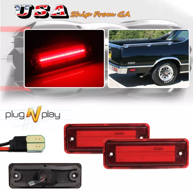 Red LED Rear Fender Side Marker Lights For 1978-1987 El Camino Caballero Malibu