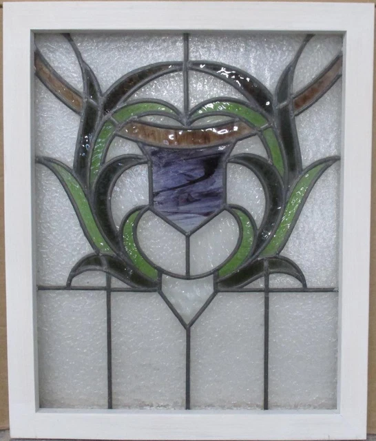 MIDSIZE OLD ENGLISH LEADED STAINED GLASS WINDOW Pretty Abstract 19.75" x 23.75"