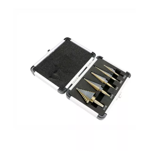 5pc HSS Titanium Step Drill Bit Set with Storage Case