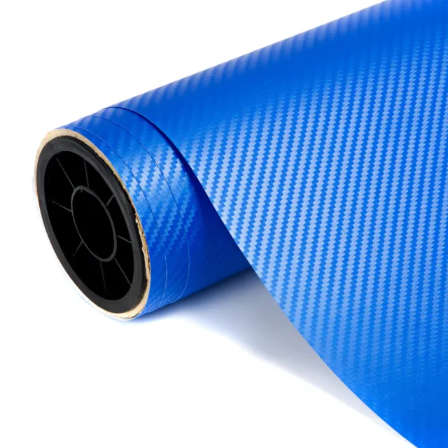 Blue 3D Carbon Fibre Vinyl Car Wrap Film Sticker Air Bubble Free Various size -