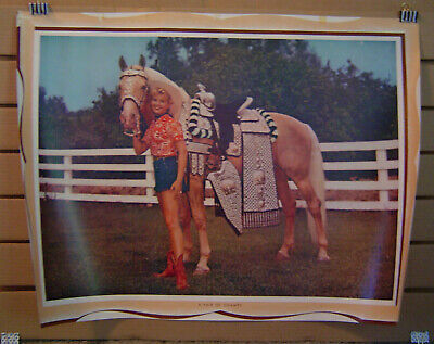 Vintage Cowgirl With Horse A Pair Of Champs Poster 22"x 29 Mini Skirt With Boots