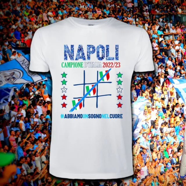 T-Shirt Maglia Napoli Campione D'italia 2023 Maglietta Tris Scudetto Unisex