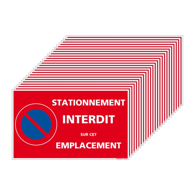Lot d'autocollants "STATIONNEMENT INTERDIT SUR CET EMPLACEMENT" - 1 planche de 8