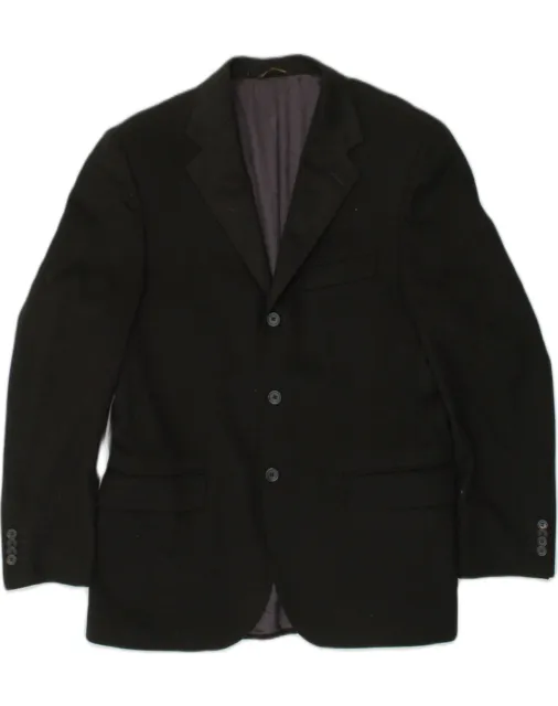 ENRICO COVERI Mens 3 Button Blazer Jacket IT 50 Large Black Virgin Wool IP12