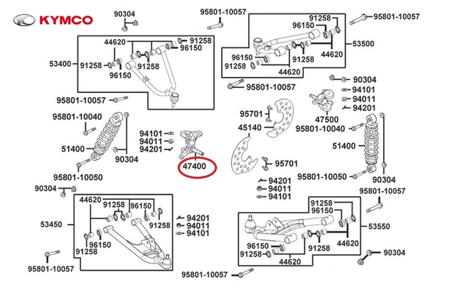 Neuf Oem Kymco Fusee Avant Droite Mxu 300 T3B (20-21)