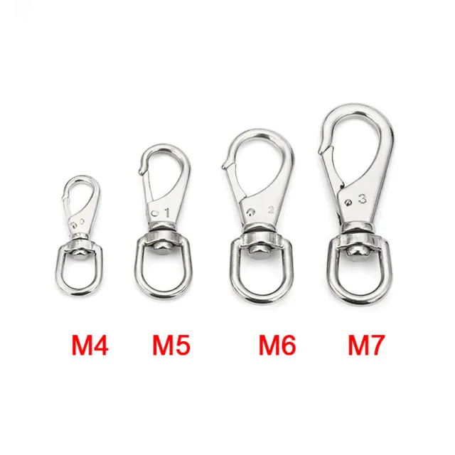 Stainless Steel Swivel Eye Hooks Pet Chain Rope Spring Snap Clip Key Holder Ring