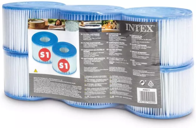 Genuine Intex Pure Spa Filter S1 Replacement Filter Cartridges 6 Pack 29001/11