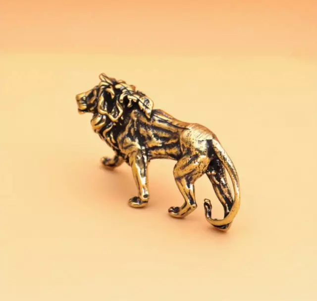 Löwe Miniatur Messing Figur Bronze Mini Lion Minifigur Deko Statue Sternzeichen