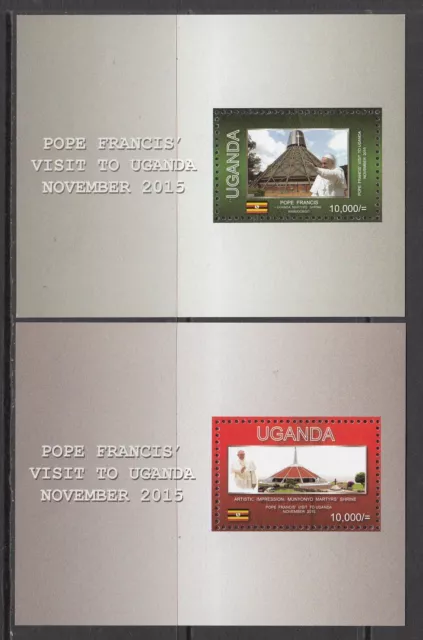 2015 Uganda Visit of Pope Francis to Uganda Religion 2 souvenir sheets MNH