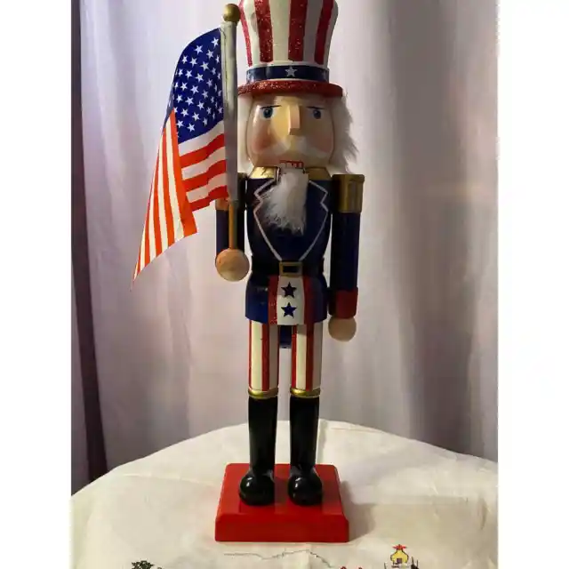 Christmas / Holiday Wooden 14 inch Nutcracker “Uncle Sam”, Red, White and Blue