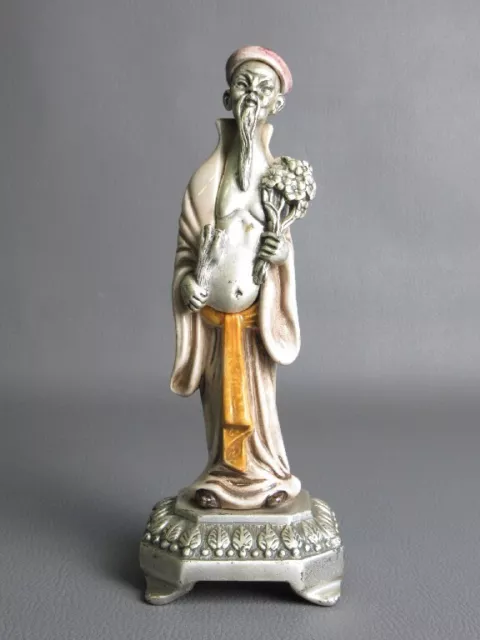 Statue Mann Wise Skulptur Östlich Hartzinn Keramik Milano Vintage Jahre ‘70
