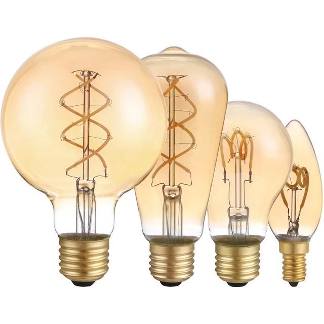 LED Spiral Filament Rustika Retro Leuchtmittel gold extra warmweiß 1800K DIMMBAR