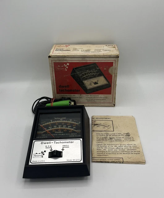 VINTAGE SEARS DWELL TACHOMETER 161.2177 Diagnostic Tool 28-2177 w/ manual & box