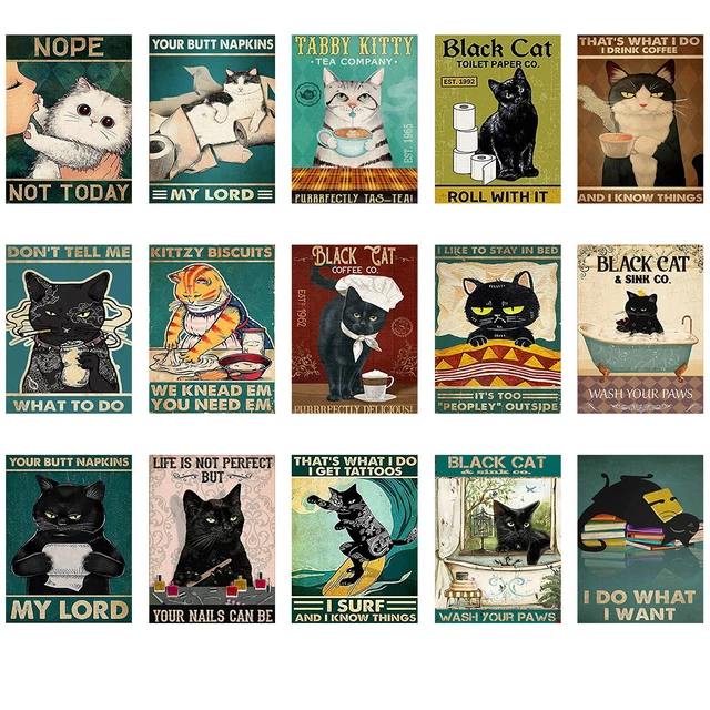 5D DIY Diamond Painting Kits Full Round Drill Black Cat Poster Mosaic Picture