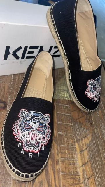 NEW KENZO CANVAS ESPADRILLES CLASSIC TIGER BLACK organic canvas. EUR:40, US: 9 2