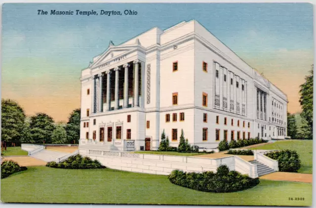 Dayton Ohio Masonic Temple Fraternal Organization OH USA Linen Vintage Postcard