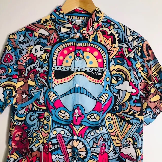 Star Wars Retro Party Casual Loud Shirt - Men's Size Large - Free Postage!