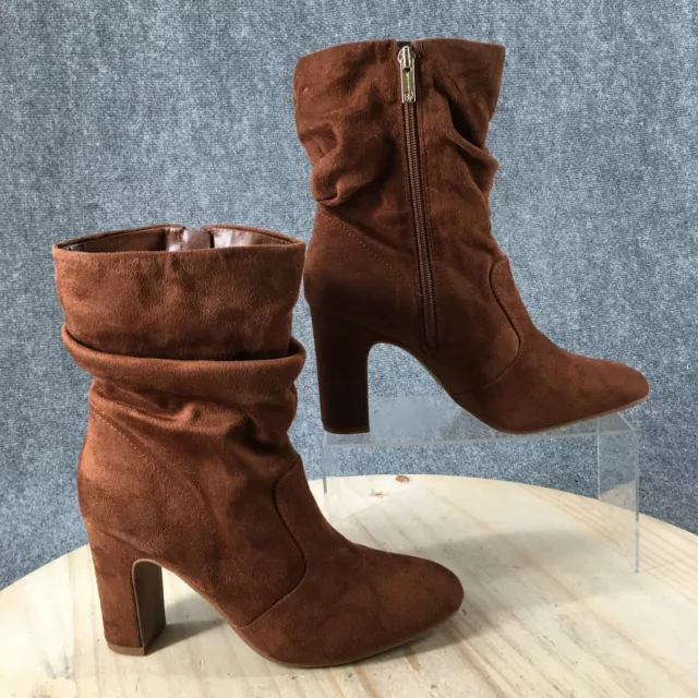 Jessica Simpson Boots Womens 9 M Kyminia Mid Calf Brown Suede Casual Heeled