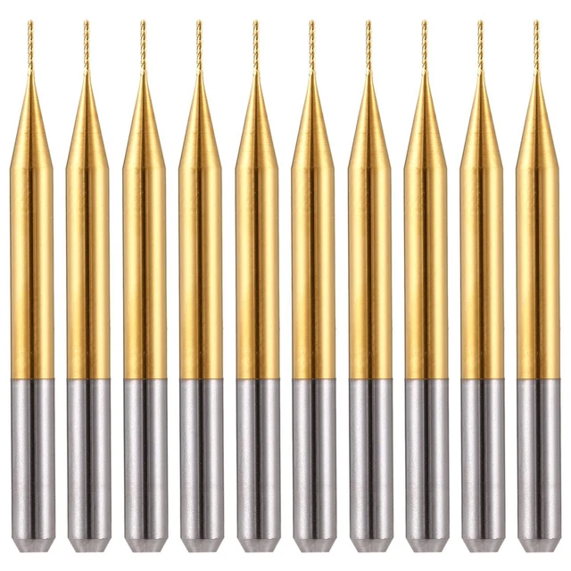 10Pcs 1/8'' Shank, 1/64&quote; (0.5mm) Cutting Diameter,CNC End Mill, T...