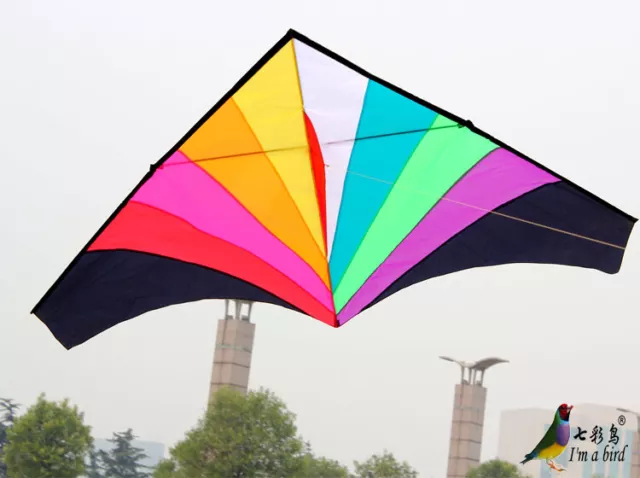 NEW 1.8m 5.9ft Rainbow Triangle Delta Kite Outdoor Fun Sports single line Toys