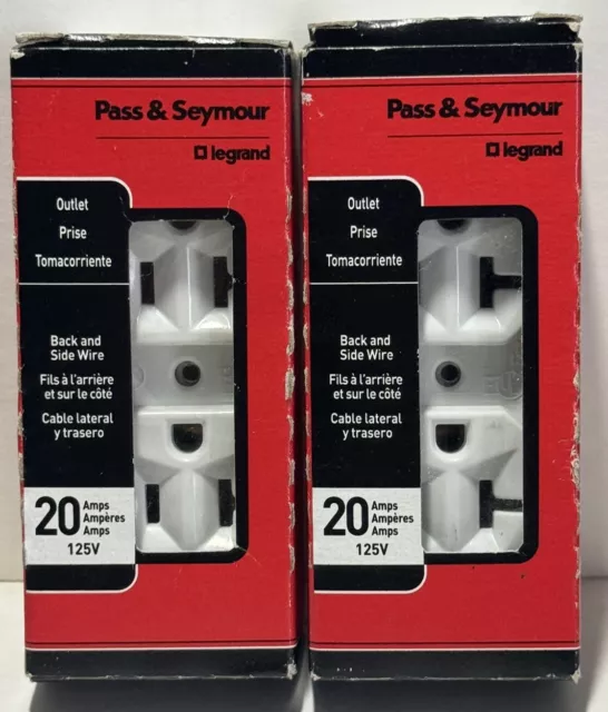 Lot Of Two New HD Pass & Seymour Duplex 20 Amp, 125 Volts White Outlets