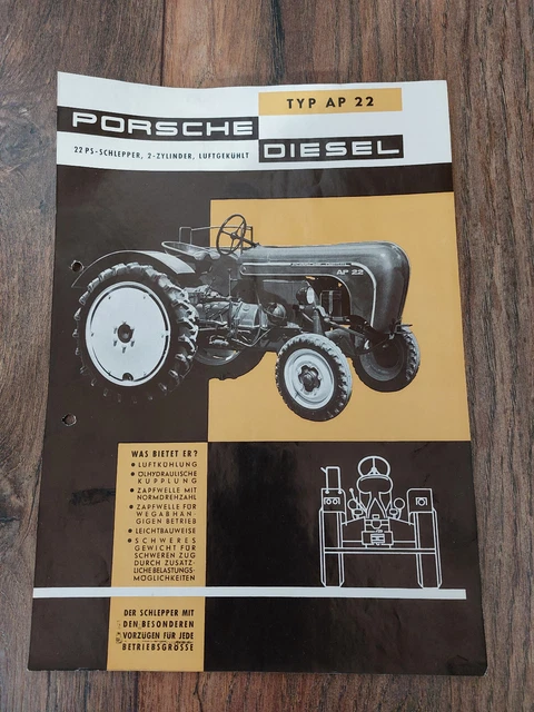 ORIGINAL PROSPEKT PORSCHE Diesel Schlepper Typ AP 22 Traktor EUR 30,00 ...