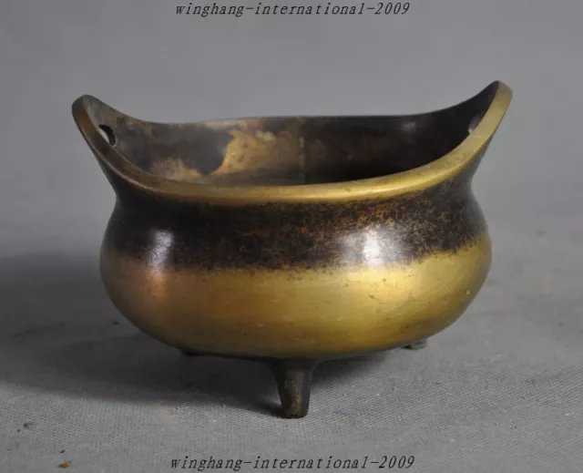 5" marked old Chinese buddhism temple pure bronze statue Incense burner Censer
