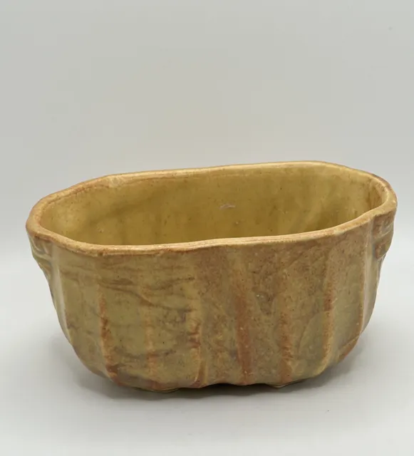 VINTAGE Brush MCCOY Pottery Oblong Planter F550 Yellow Brown Glaze 6”