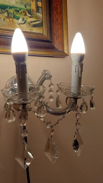 Wandlampe 2 Flammig mit Kristall Behang Maria-Theresia-Stil Nr. 1