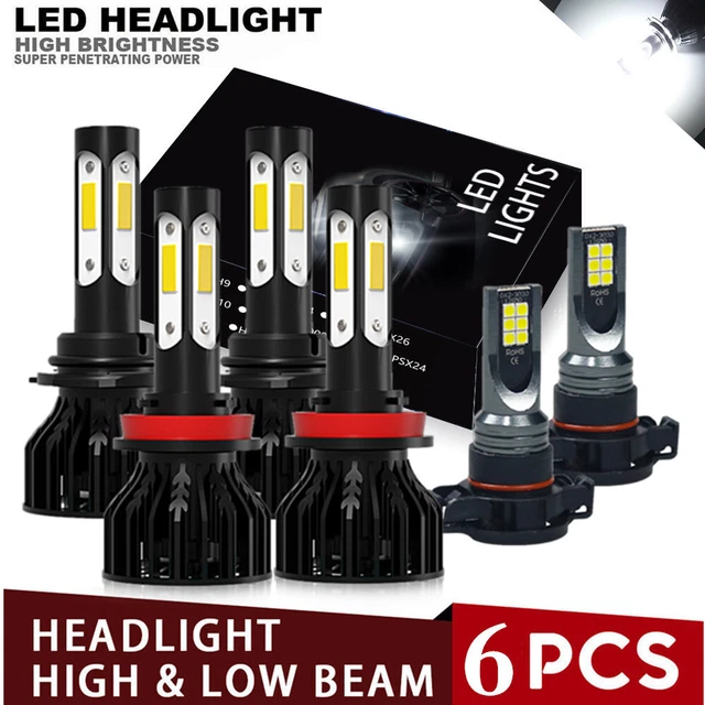 For Chevy Cheyenne 2014 2015 Combo 6000K LED Headlights Kit High Low Fog Bulbs