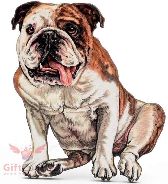 Wooden refrigerator or fridge dog magnet of American Bulldog