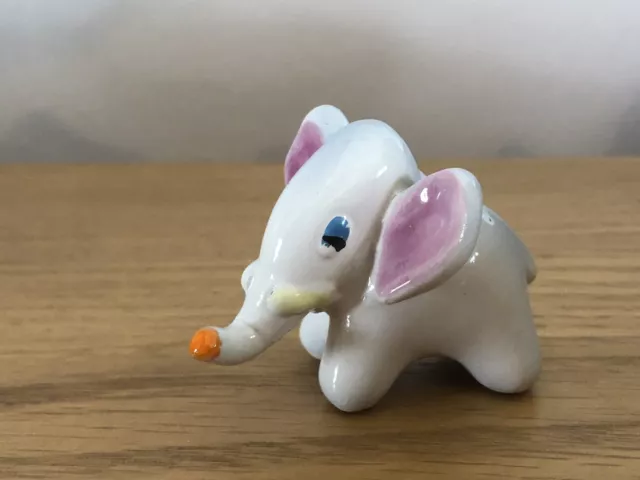 Vintage Retro Grey Ceramic Comical  Elephant Figurine Made In Italy Dumbo Style