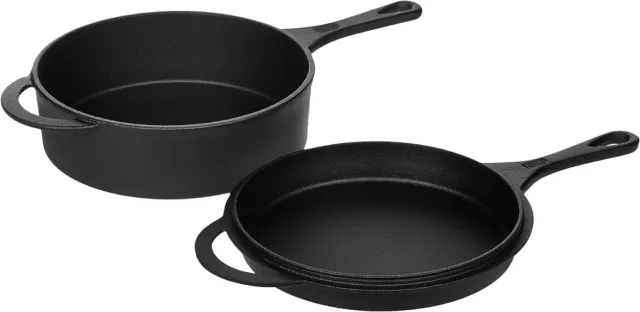 Amazon Basics Oven-Safe Pre-Seasoned Cast Iron Skillet & Dutch Oven Set ‎61129 N