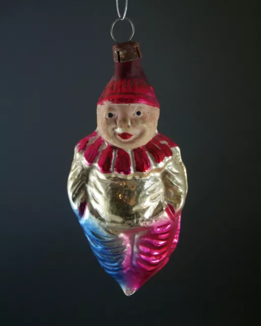 Alter Christbaumschmuck - Glasornament Clown, ~ 1930    (# 12950)