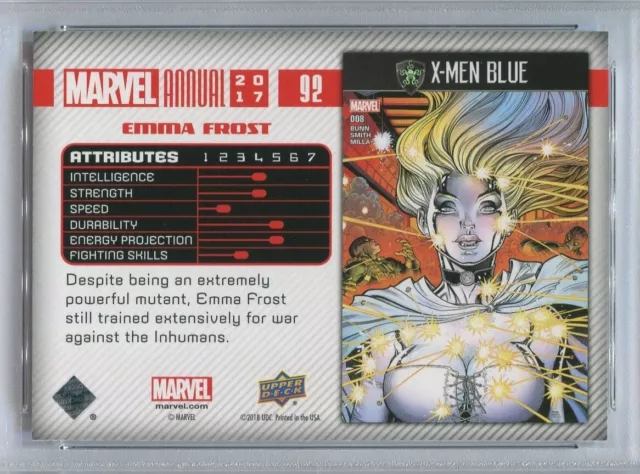 2017 UD Marvel Annual Blue Foil Insert #92 Emma Frost PSA 8 POP 1 None Higher 4