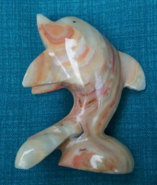 Hand Carved Dolphin Porpoise Figurine Stone Marble 3” Paper Weight Statue