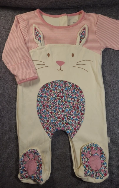 Jojo Maman Bebe Baby Girl bunny sleepsuit 3-6 Months floral babygrow (259)