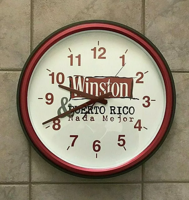 WINSTON CIGARETTE Puerto Rico Nada Mejor Quartz Battery Round Wall Mount Clock