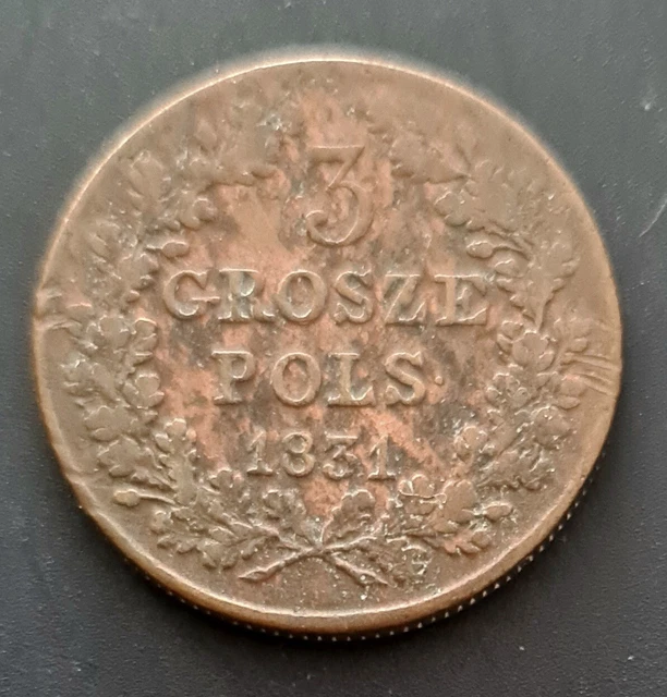 MÜNZE 3 GROSCHEN Polen Grosze Pols 1831 Revolutionszeit Kobicki