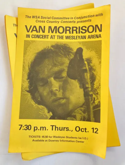 Vintage original 1978 Van Morrison concert poster Wesleyan University Wavelength