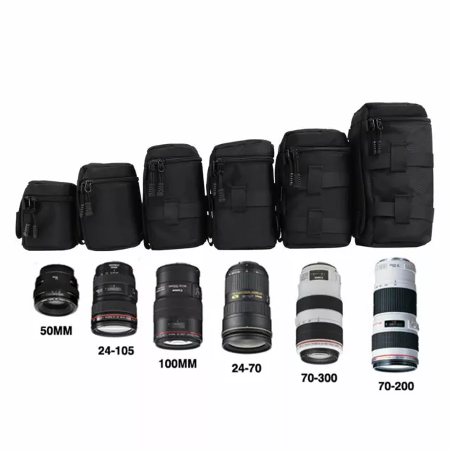 Waterproof Universal Camera Lens Bag Padded Pouch Protective Carry Case Black