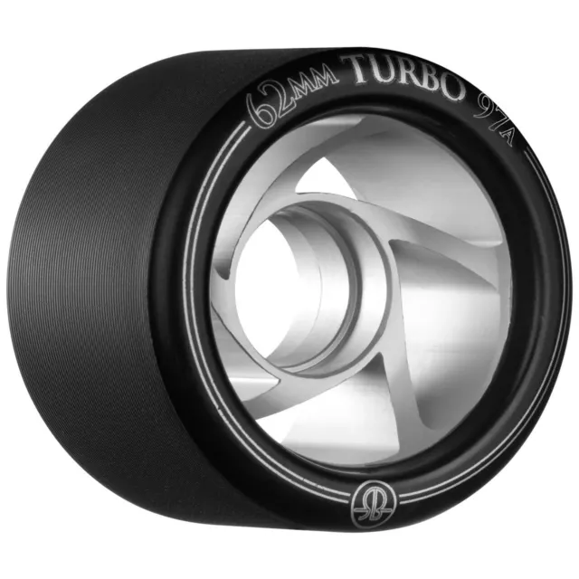 Rollerbones Turbo Aluminium Hub Indoor Roller Skate Wheels Black 62mm 97A