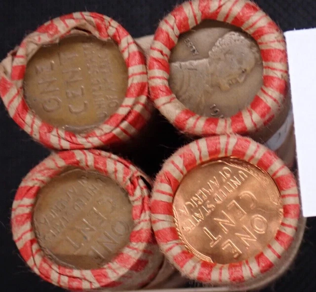 Estate Wheat Penny Roll Lot,  Wheat Cent Lot 1909 VDB -1958, Indian Head, Steel