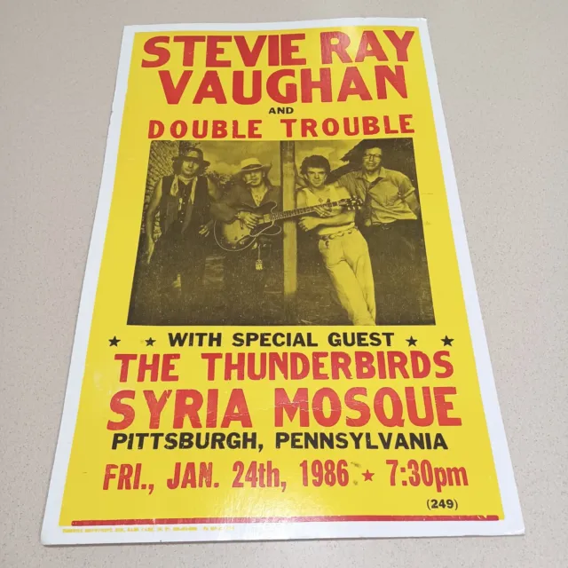 Stevie Ray Vaughan And Double Trouble 1986 Syria Mosque Promo Poster. Pre-Owned