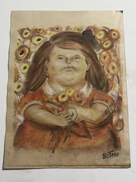 Fernando Botero Drawing on paper (Handmade) mixed technique vtg art Fernando Botero Drawing on paper (Handmade) mixed technique vtg art