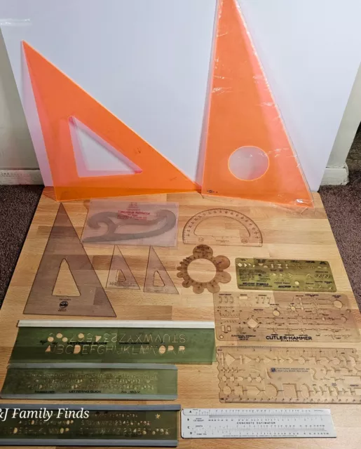 VTG DRAFTING TEMPLATES Protractors K&E Dietzgen Alvin Lettering Guide