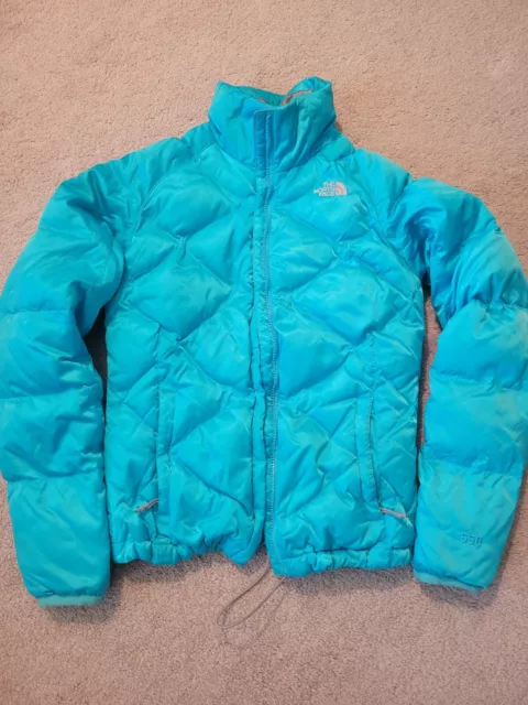 North Face Jacket Girls XS Blue Puffer Coat 550 Down Full Zip Kids Youth