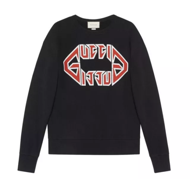 Nuevo Con Etiquetas 100%Original Gucci Sudadera Cuello Redondo Metal Logo Sz M