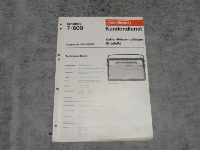 Schaltplan Service Manual Kofferradio Radio Nordmende Stradella  7/609