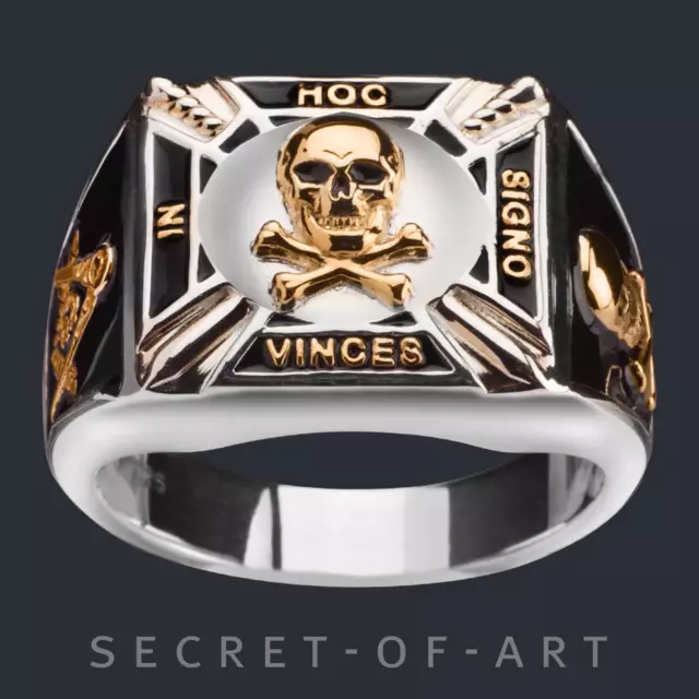 Masonic Ring Silver 925 Skull Memento Mori Freemason Master Mason Jewelry Gift